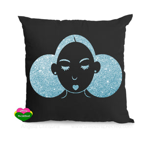 Pillow-Blk Give Me My Puffs-(Sea foam Glitter)