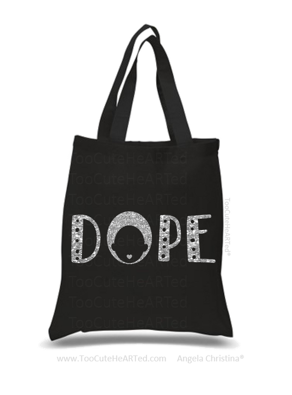 Glitter Tote-Dope -(Platinum on Blk)