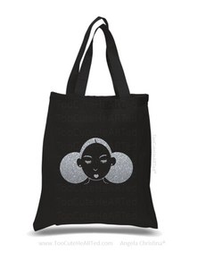 Glitter Tote-Give Me My Puffs-(Platinum on Blk)