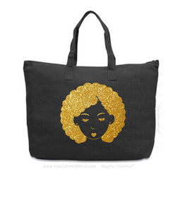 Glitter XL Overnight Tote-Bump This-(Gold on Blk)