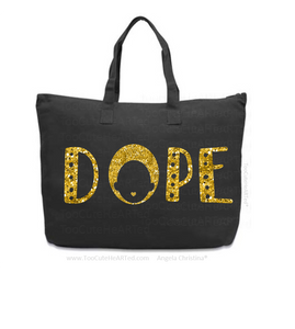 Glitter XL Overnight Tote-Dope-(Gold on Blk)