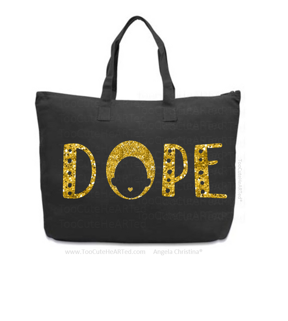 Glitter XL Overnight Tote-Dope-(Gold on Blk)
