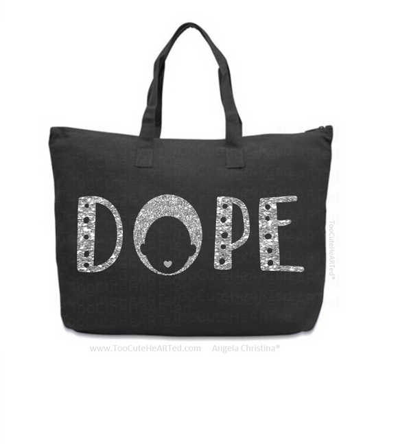 Glitter XL Overnight Tote-Dope-(Platinum on Blk)