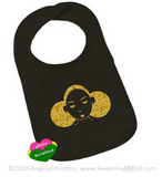 Baby Bib- Give Me My Puffs-Gold Glitter/Blk