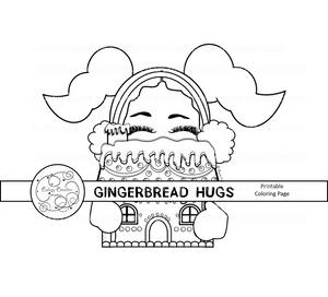 Printable Coloring page-Gingerbread hugs-Sandra