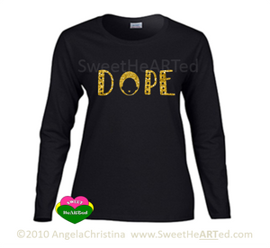 Long sleeve Tee Dope -(Gold Glitter on Blk)
