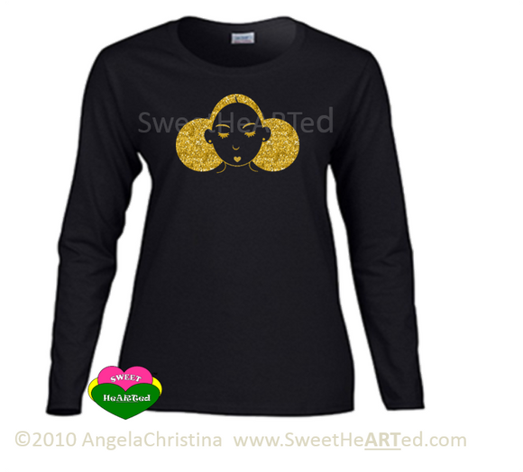 Long sleeve Tee-Give Me My Puffs - (Gold Glitter on Blk)