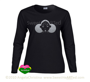 Long sleeve Tee -Give Me My Puffs -(Silver Glitter on Blk)